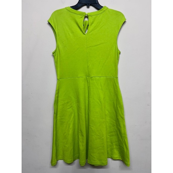 NY&C Green Sleeveless Fit Flare Dress Size Medium Keyhole Neck Casual Everyday - Picture 5 of 5
